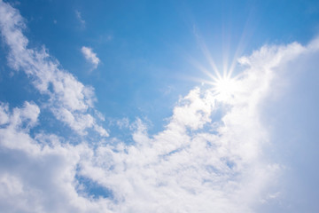 beautiful shining sun at clear blue sky