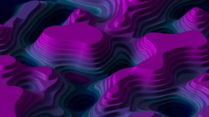 Poster - 3d render of abstract topo surface. Shape morphing. Cycled animation. Blue and purple gradient.