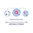Melanoma recurrence concept icon. Skin disease. Locally recurrent cancer. Melanoma comeback idea thin line illustration. Vector isolated outline RGB color drawing. Editable stroke