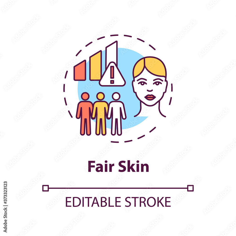 Fair skin concept icon. Epidermis. Melanoma risk factors. Ultraviolet ...