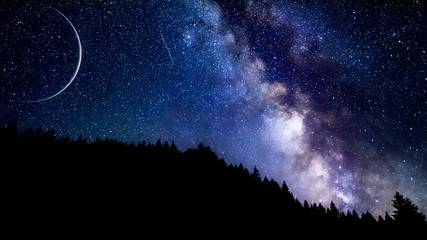 Wall Mural - milky way galaxy. this long exposure astronomical photograph taken in the middle of the night.