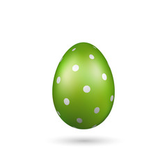 Wall Mural - Easter egg 3D icon. Green color egg, isolated white background. Bright realistic design, decoration for Happy Easter celebration. Holiday element. Shiny pattern. Spring symbol. Vector illustration