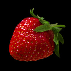 Wall Mural - Fresh strawberry isolated on black background.