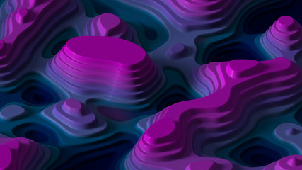 Poster - 3d render of abstract topo surface. Sliced looking smooth cuve geometry.