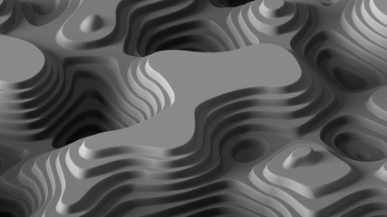 Poster - 3d render of abstract topo surface. Sliced looking smooth cuve geometry.
