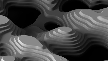 Poster - 3d render of abstract topo surface. Sliced looking smooth cuve geometry.