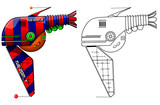 Fototapeta Dinusie - Vector illustration of a fantastic invented spaceship, on a white background