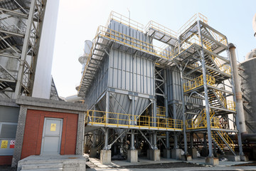 Industrial dust collector air bag filter in the plant. It is a system used to enhance the quality of air released from industrial and commercial processes by collecting dust.