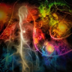 Wall Mural - surreal painting. spiral of time. energy in shape of human body. 3d rendering