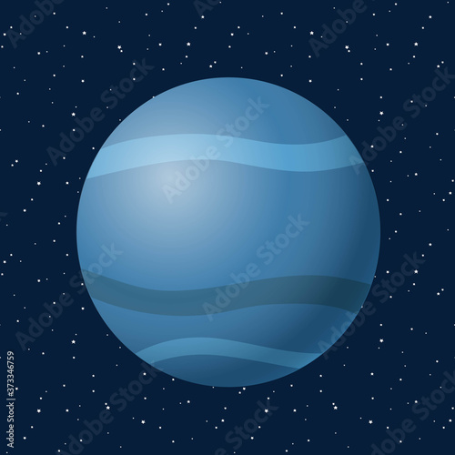 Photographie Neptune on blue night sky with star, space, cosmos icon illustration vector
