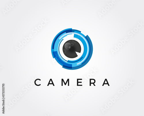 Fotomural minimal camera lens logo template - vector illustration