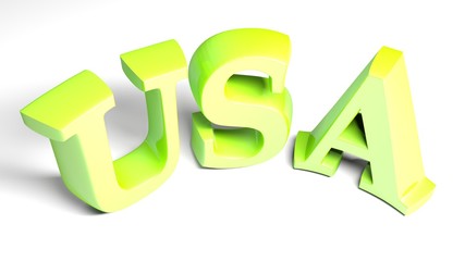 Poster - USA green write on white background - 3D illustration
