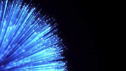 Wall Mural - optical fiber sheaf abstract motion background. glowing bundle of optic cables loop animation