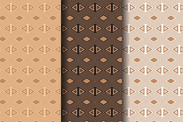 Poster - Vector seamless pattern. Modern stylish texture. brown element seamless geometric pattern in white, brown and black background. The element pattern are line, square and triangle shape. 