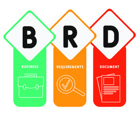 BRD - business requirements document. acronym business concept. vector illustration concept with keywords and icons. lettering illustration with icons for web banner, flyer, landing page