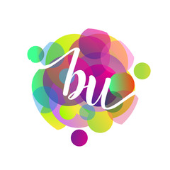 Letter BU logo with colorful splash background, letter combination logo design for creative industry, web, business and company.