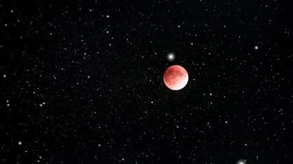 Wall Mural - red moon or blood moon studded with stars in space, the universe