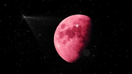 Wall Mural - red moon or blood moon studded with stars in the cosmos, space
