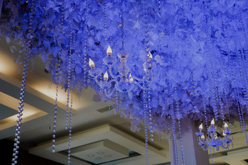 blue light shiny lamp drop. wedding decoration concept