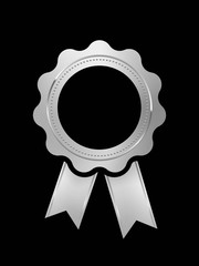 Wall Mural - vector round silver seal with ribbon on black