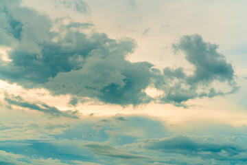 Wall Mural - blue sky and white clouds in the morning with sunrise light. beautiful cloudscape in the morning. ha