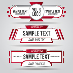 Wall Mural - lower third tv red design template modern contemporary. set of banners bar screen broadcast bar name