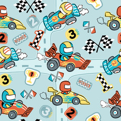 Sticker - vector seamless pattern of car racing cartoon