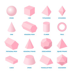 Sticker - Realistic Detailed 3d Geometric Shapes Icons Set. Vector