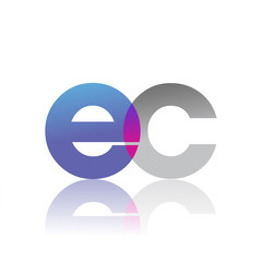 Initial Letter EC Lowercase overlap Logo Blue, pink and grey, Modern and Simple Logo Design.