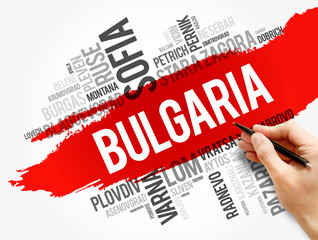 Wall Mural - List of cities and towns in Bulgaria word cloud, concept background