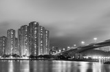 Fototapeta Most - High rise residential building and bridge in Hong Kong city