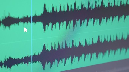 Poster - 4K Video sound wave player in timeline editor. Background for cinema and movie post production.