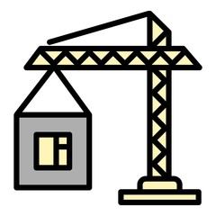 Poster - Construction crane icon. Outline construction crane vector icon for web design isolated on white background