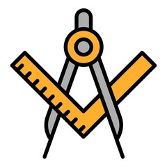 Poster - Architect compass icon. Outline architect compass vector icon for web design isolated on white background