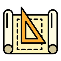 Poster - Architect triangle paper icon. Outline architect triangle paper vector icon for web design isolated on white background