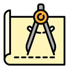 Poster - Architect metal compass icon. Outline architect metal compass vector icon for web design isolated on white background