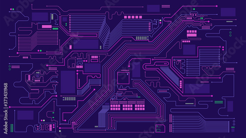 Cuadros en Lienzo Digital circuit board elements abstract background