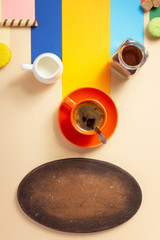 Poster - coffee cup at abstract paper background