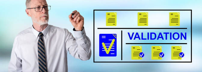 Wall Mural - businessman drawing validation concept