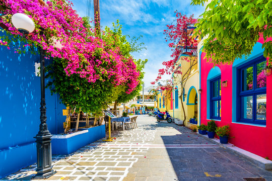 beautiful street view in kos island. kos island is populer tourist destination in greece.