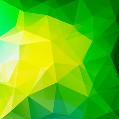 Wall Mural - Geometric pattern, polygon triangles vector background in yellow, green tones. Illustration pattern