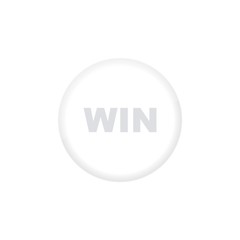 Win white button. Neumorphism. Realistic button on white background. Neumorphic design