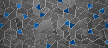 Abstract Grey Gray Anthracite Blue Dark Seamless Geometric Hexagonal Hexagon Mosaic Cement Stone Concrete Tile Wall Texture Background Banner
