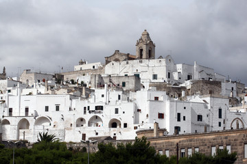 Ostuni, Italy - October 6, 2010: The famous old town of Ostuni also called the white city