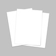 © Wise ant - Mockup paper. Blank template of leaflet. A4 cover and flyer. Stack of white sheets. Page for brochure and postcard. Mock of document with shadow. Three letters in front for booklet and book. Vector
