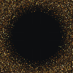 Poster - Gold glitter texture on a black background. Golden explosion of confetti. Golden grainy abstract texture on a black background. Design element. Luxury backdrop. Gold glittering star dust circle. EPS10