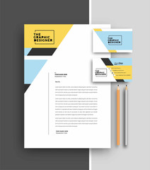 Wall Mural - Business letterhead with business card templates design, Vector illustration.