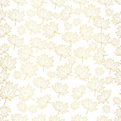 Wall Mural - seamless pattern with fall leaf, abstract golden outline leaf texture on white background design