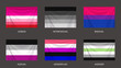realistic colorful sexual flags set with folds