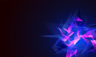 Fototapete - Vector abstract shapes explosion. Shards of broken glass. Glowing dynamic background for sport, music or computer gaming.